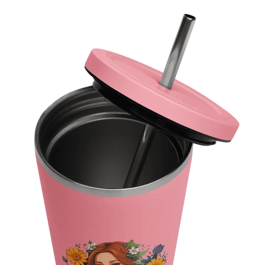 Bloomcore Flower Girl 20 oz Tumbler Cup - Pink - Insulated Tumbler with a Straw - v1 product image (11)