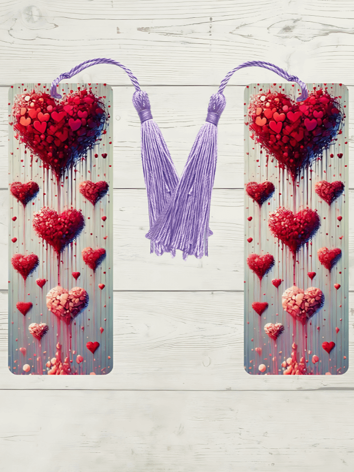 Red Hearts Valentine Bookmark Sublimation Design – high-quality 300 DPI PNG digital download product image (1)