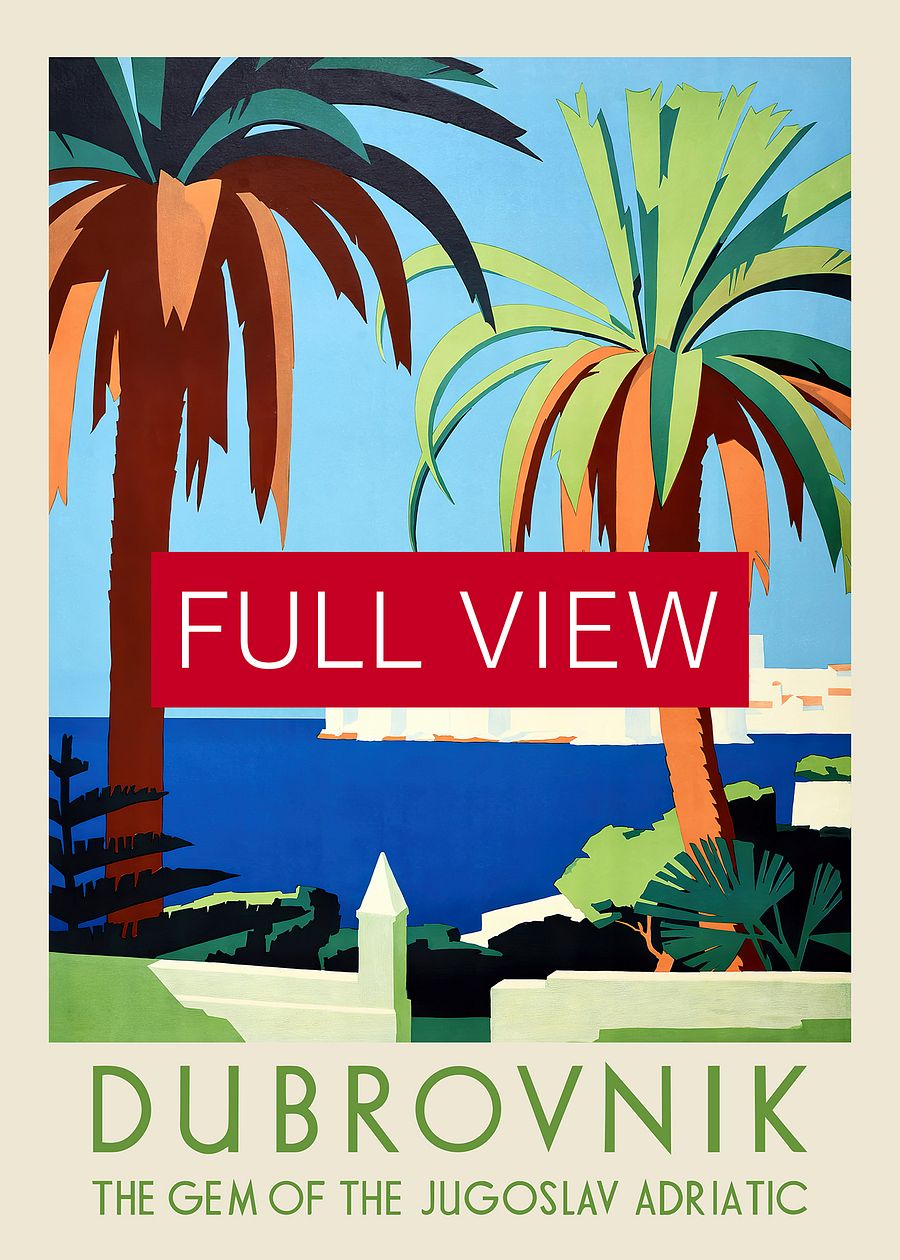 Dubrovnik, Yugoslavia. The Gem of the Jugoslav Adriatic, 1930s — retro vintage travel poster product image (3)