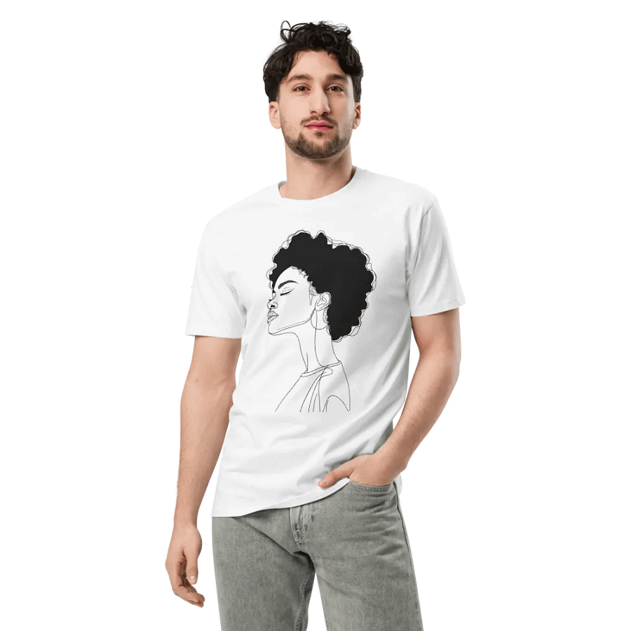 Curly Woman Line Art Profile Unisex Tee product image (18)