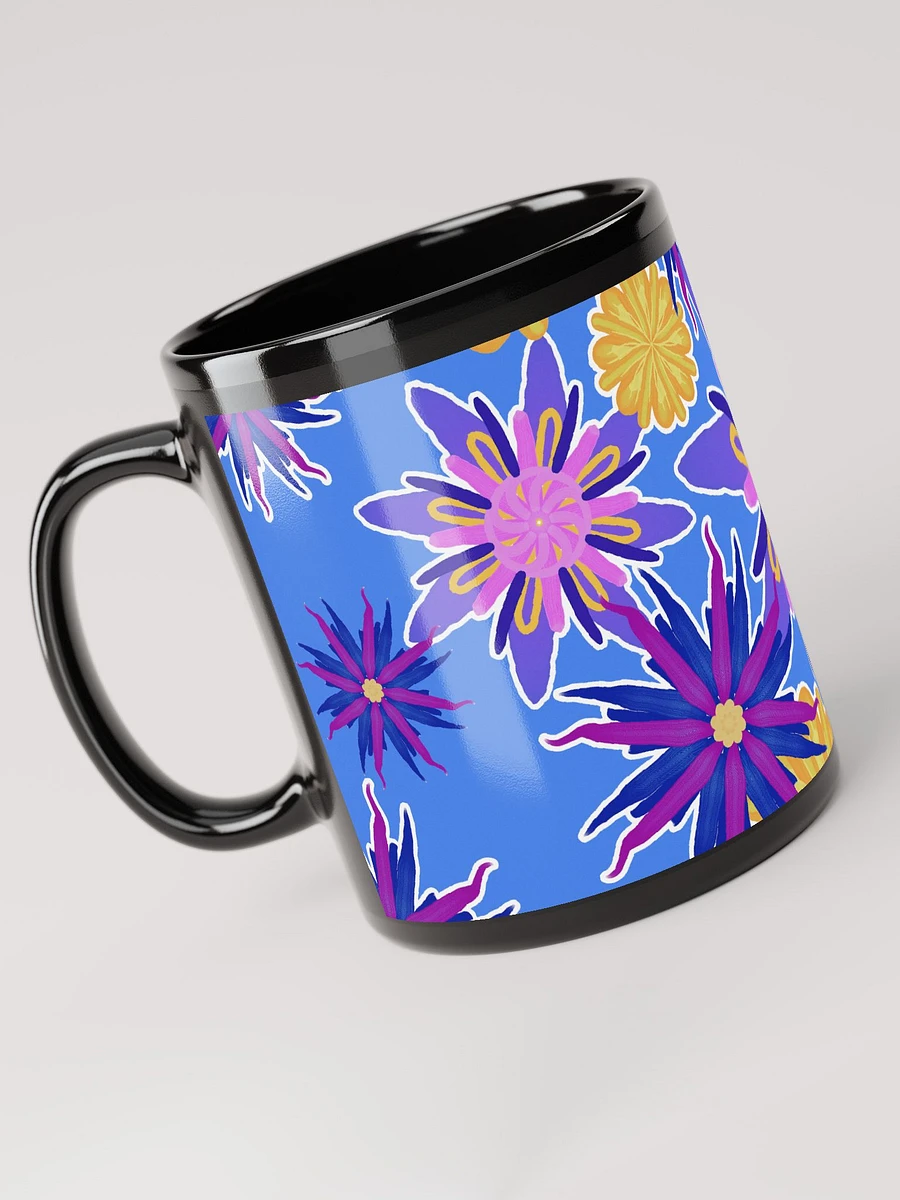 Fanciful Flowers on Powder Blue Black Mug product image (5)