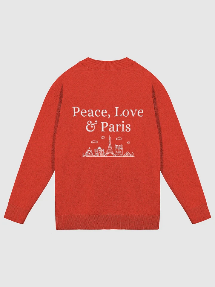 Peace, Love and Paris with Monuments Parisian Chic Knitted Cardigan | Red product image (1)