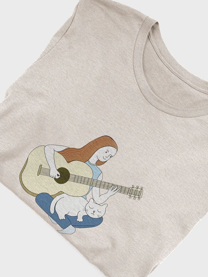 Woman Playing Acoustic Guitar and Her Cat Unisex T-Shirt product image (1)