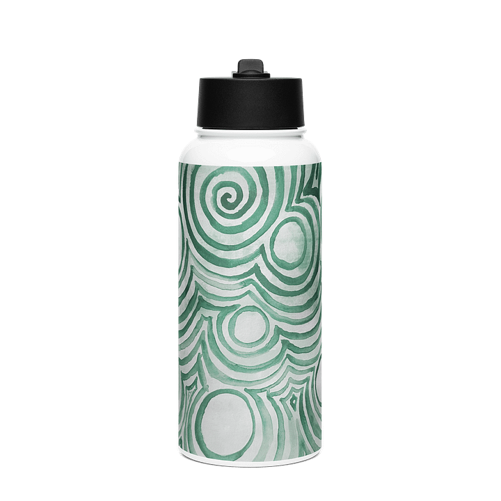 "Green Swirl" Water Bottle With Screw Top And Straw product image (1)