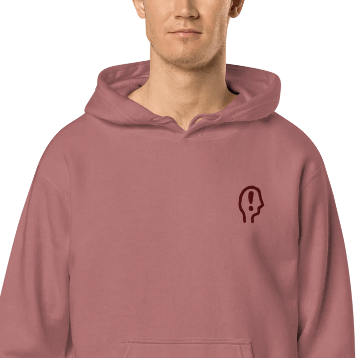 EXCLAIMING MENTALLY (maroon) embroidered pigment hoodie product image (1)