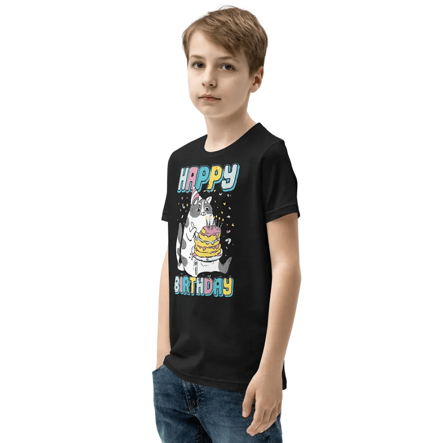 Happy Birthday (Cat With Cake) T-Shirt For Kids product image (3)