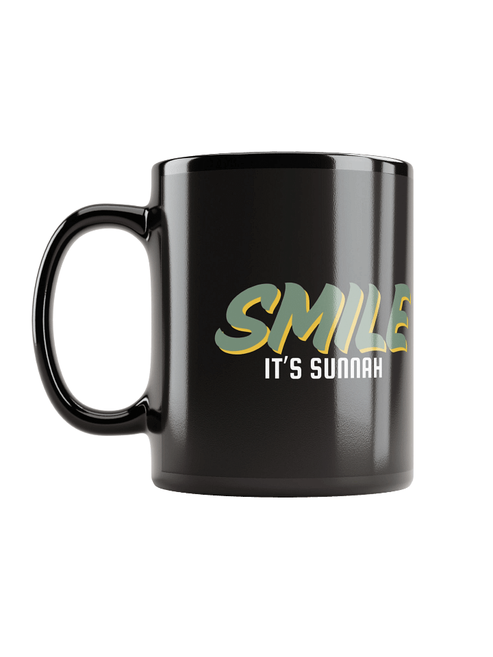 Black "Smile It's Sunnah" Mug in Muted Olive product image (1)
