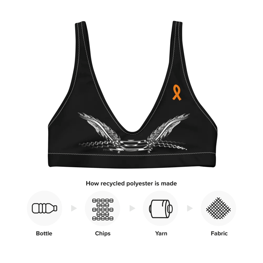 White HApex Gear White Logo Cancer Awareness Orange Ribbon. Black Recycled Padded Bikini Top product image (10)