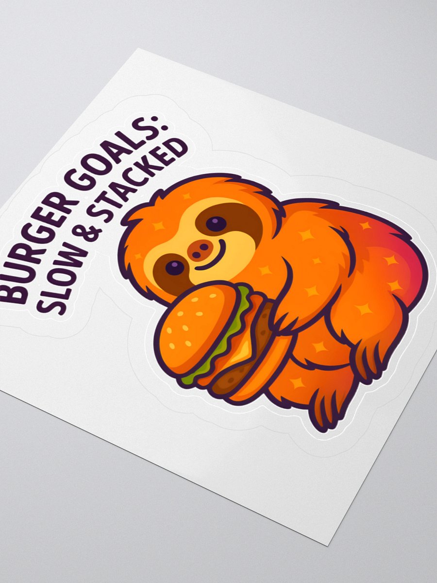 Burger Goals – Funny Sloth Burger 3" Sticker | Sloths Having Snacks Collection product image (3)