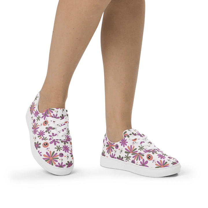 Kawaii Smiley Blossom Lace-up Canvas Shoes product image (2)