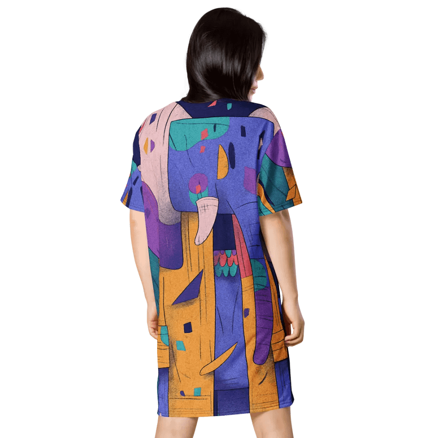 Geometric Elephant Dreams All-Over T-Shirt Dress product image (2)