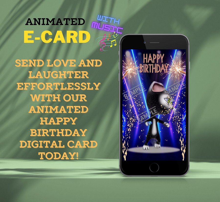 Dancing cat Birthday E-Card [Instant Download] product image (3)