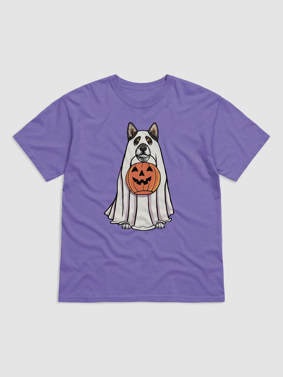 Funny Halloween Shiba Inu(Tricolor) T-Shirt | Funny Dog Wearing a Ghost Costume and Holding a Pumpkin Basket product image (27)