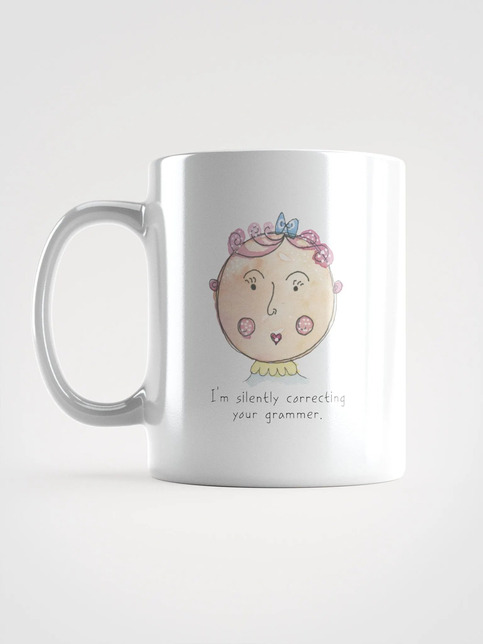 Whimsical Faces I'm Silently Correcting Your Grammar White Glossy Mug product image (1)