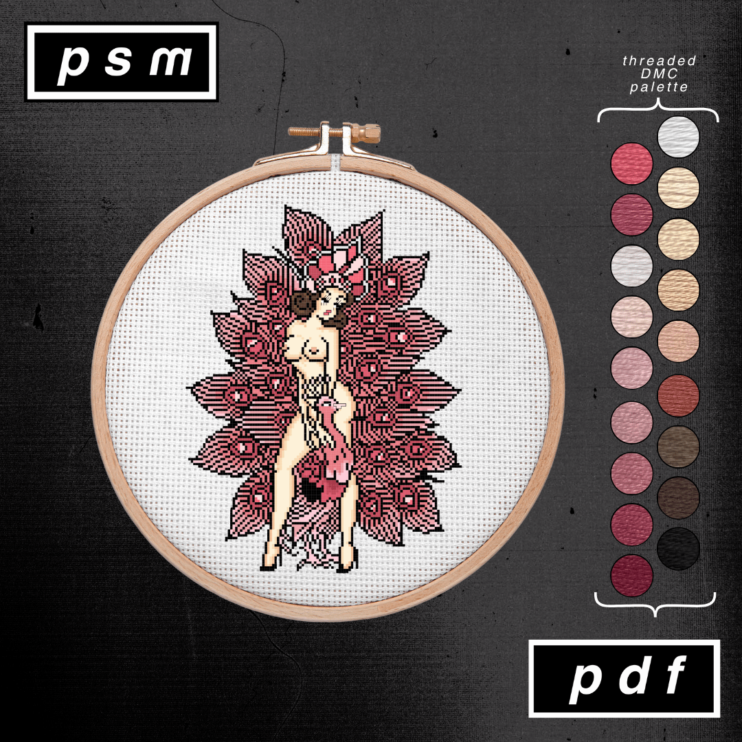 Sailor Jerry Pink Peacock Burlesque Pin Up Pattern product image (3)