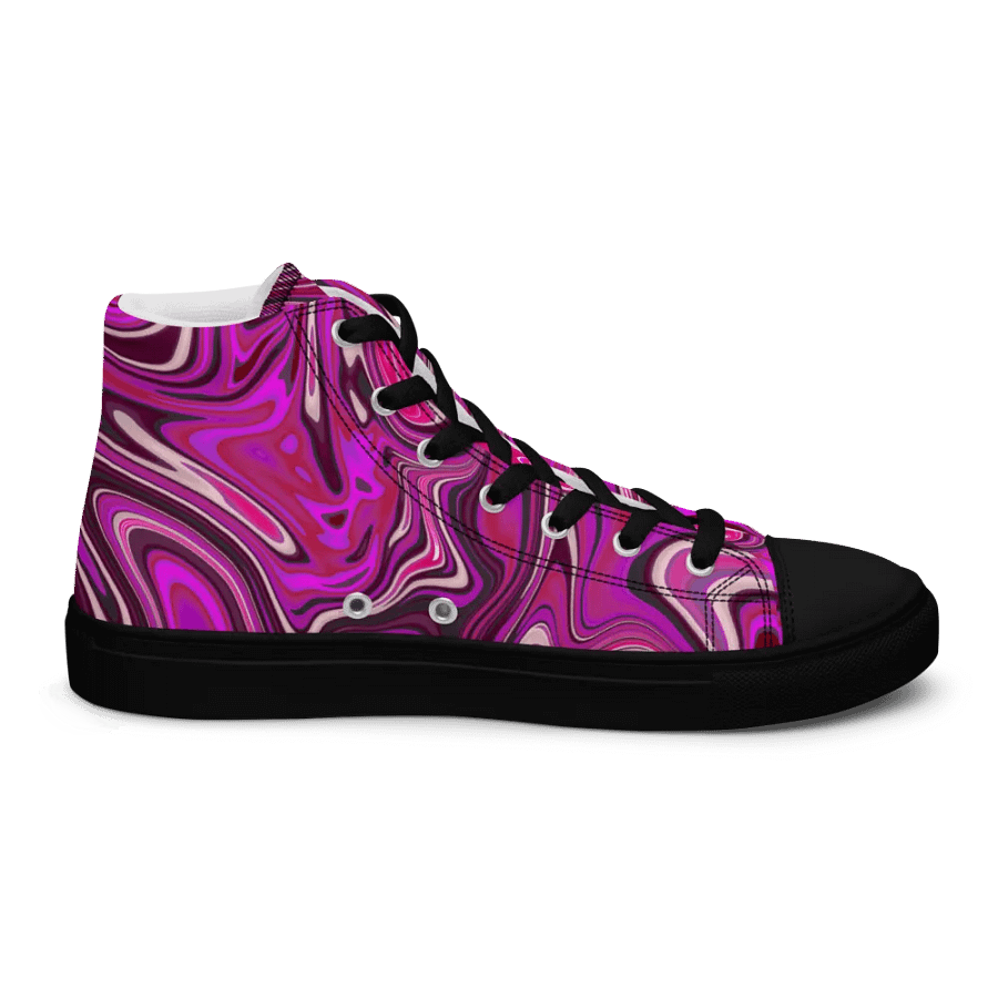 Women's High Top Canvas Shoes - Pink and Purple Digital Fluid Art product image (8)