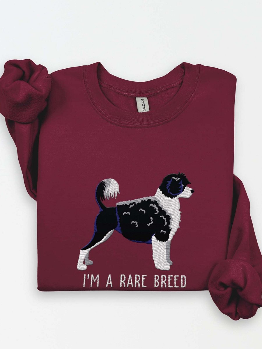 I'm a Rare Breed Sweatshirt (Embroidered) of a Portuguese Water Dog(Black & White) product image (1)