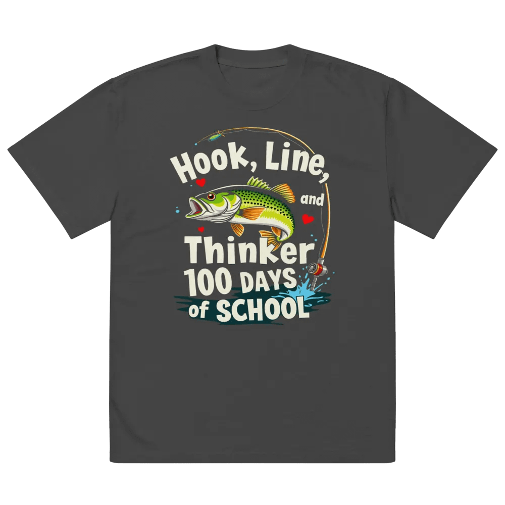 100 Days of School Fishing Faded T-Shirt product image (5)