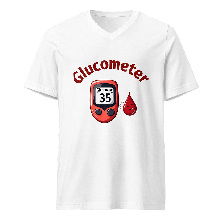 Happy Glucometer Red V-Neck Tee product image (1)