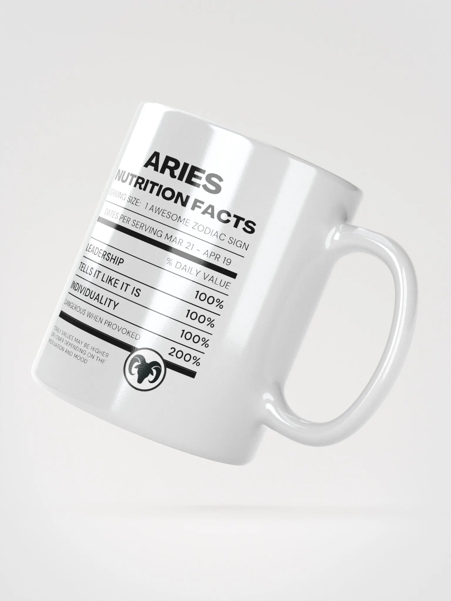 Aries Nutrition Facts Mug product image (3)