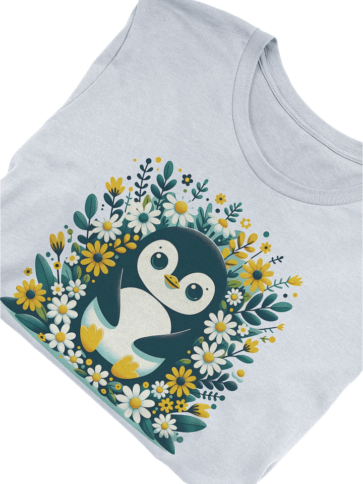 Penguin Floral Paradise T-Shirt, Floral Penguin Graphic Tee, Animal Lover Shirt, Nature-Inspired Wildlife Tee, Adorable Penguin Gift, Cute Penguin T-shirt product image (2)
