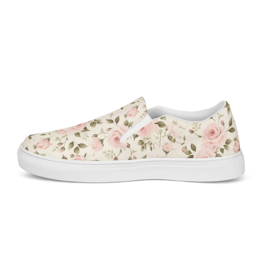Pink Roses Floral Pattern Women's Slip-On Canvas Shoes by Treasure Pie product image (8)
