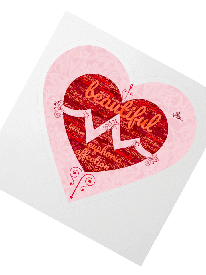 Romantic Word Collage Kiss Cut Sticker product image (2)