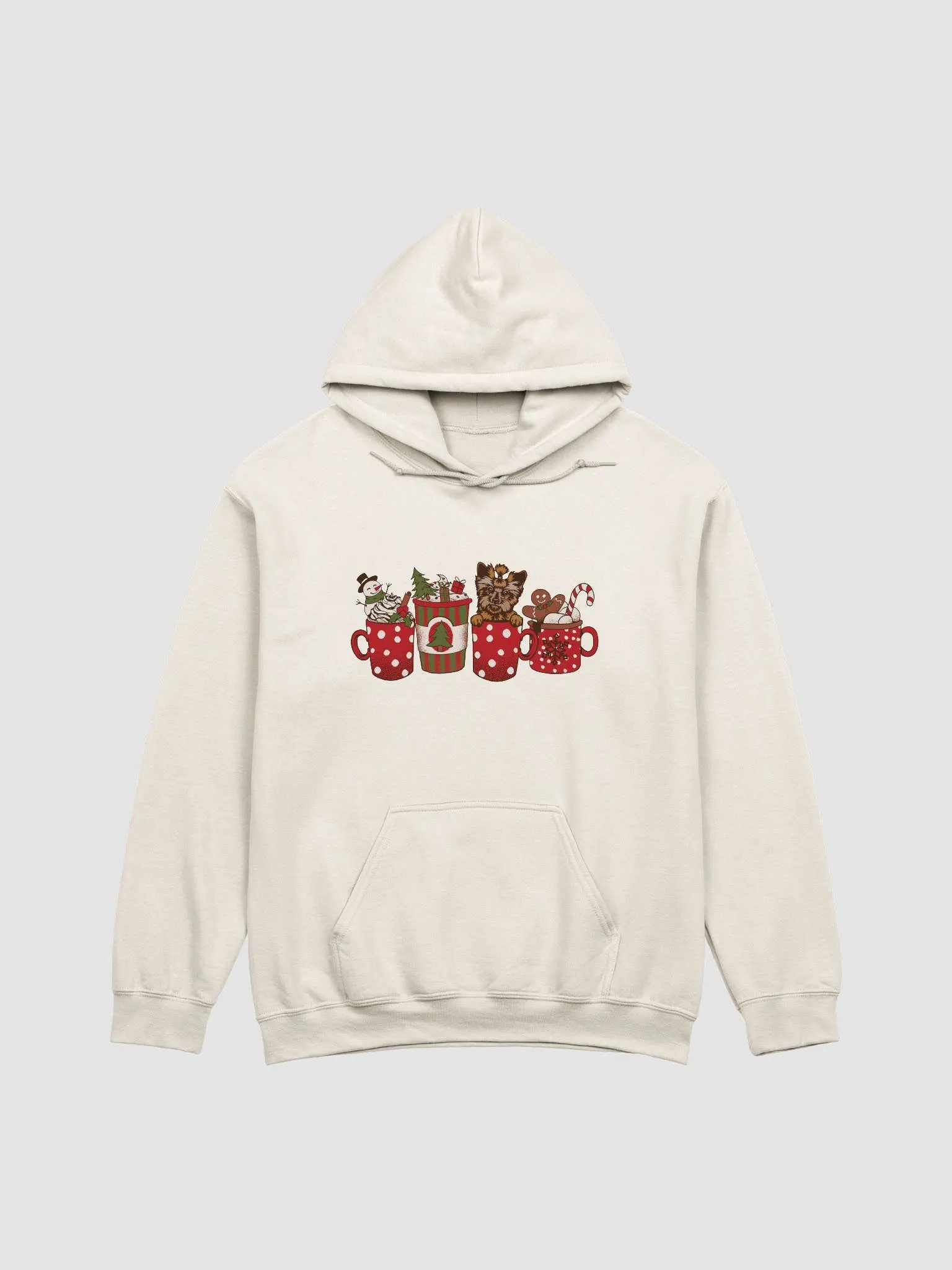 Cute Yorkshire Terrier in a Christmas Cup Hooded Sweatshirt | Funny Christmas Yorkie Pup in a Cup product image (19)