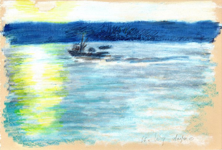 Fishing Boat at Sunset 09.21.87 Print product image (1)