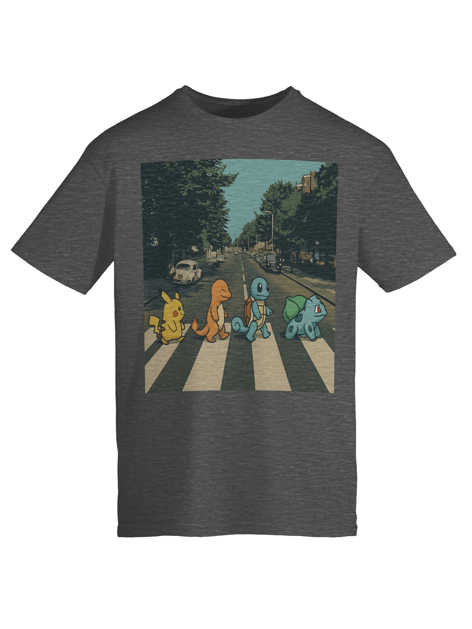🚦 Abbey Road Pokémon Parody T-Shirt – Pikachu, Charmander, Squirtle & Bulbasaur Cross the Street product image (89)