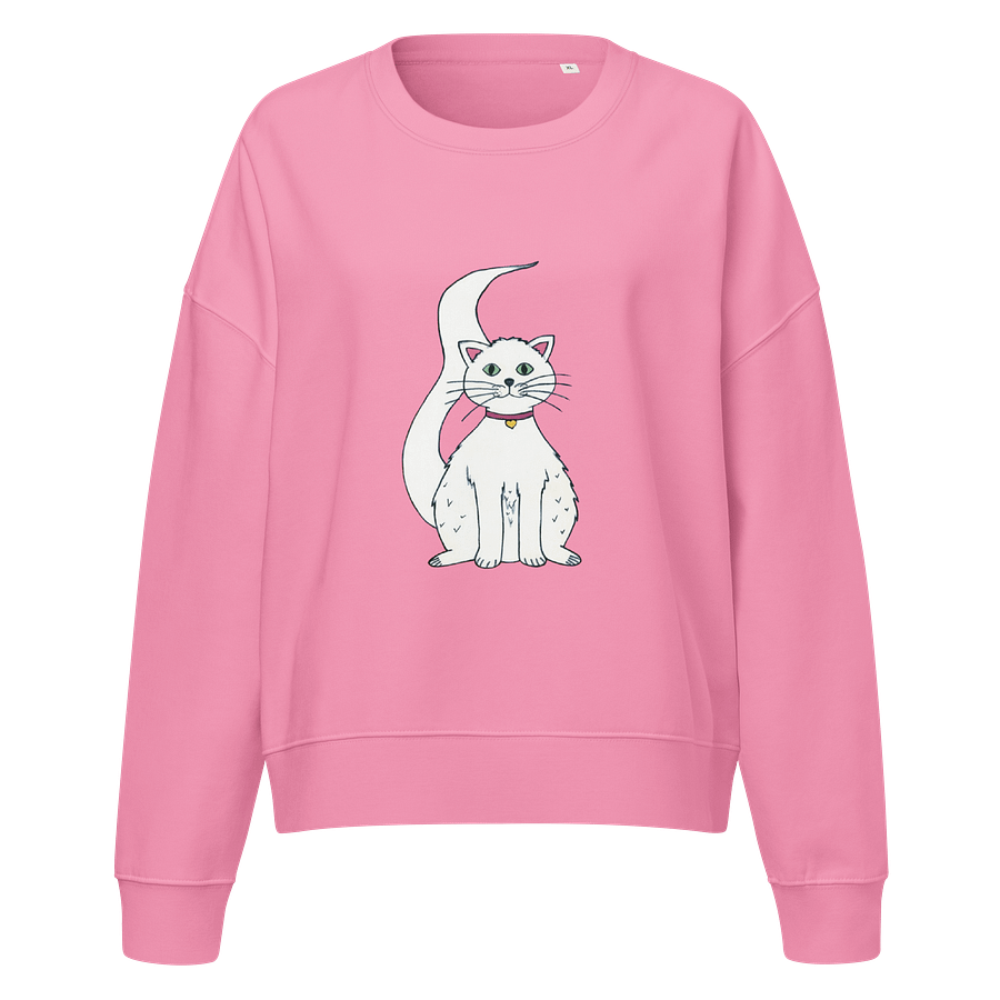 White Cat (art by Dina R.) acrylic painting - Women's Organic Crew Neck Sweatshirt product image (1)