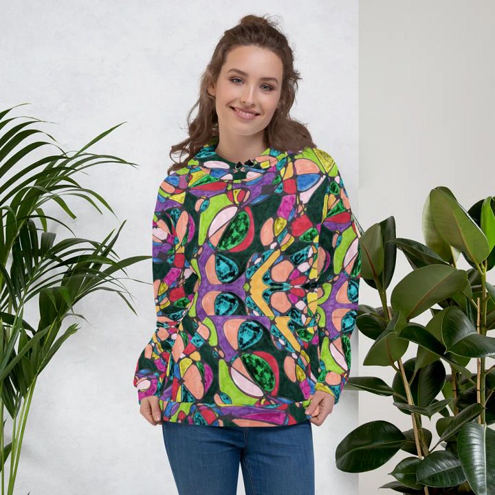 Abstract Colourful Patterned Neurographic Unisex Pull Over Hoodie product image (1)