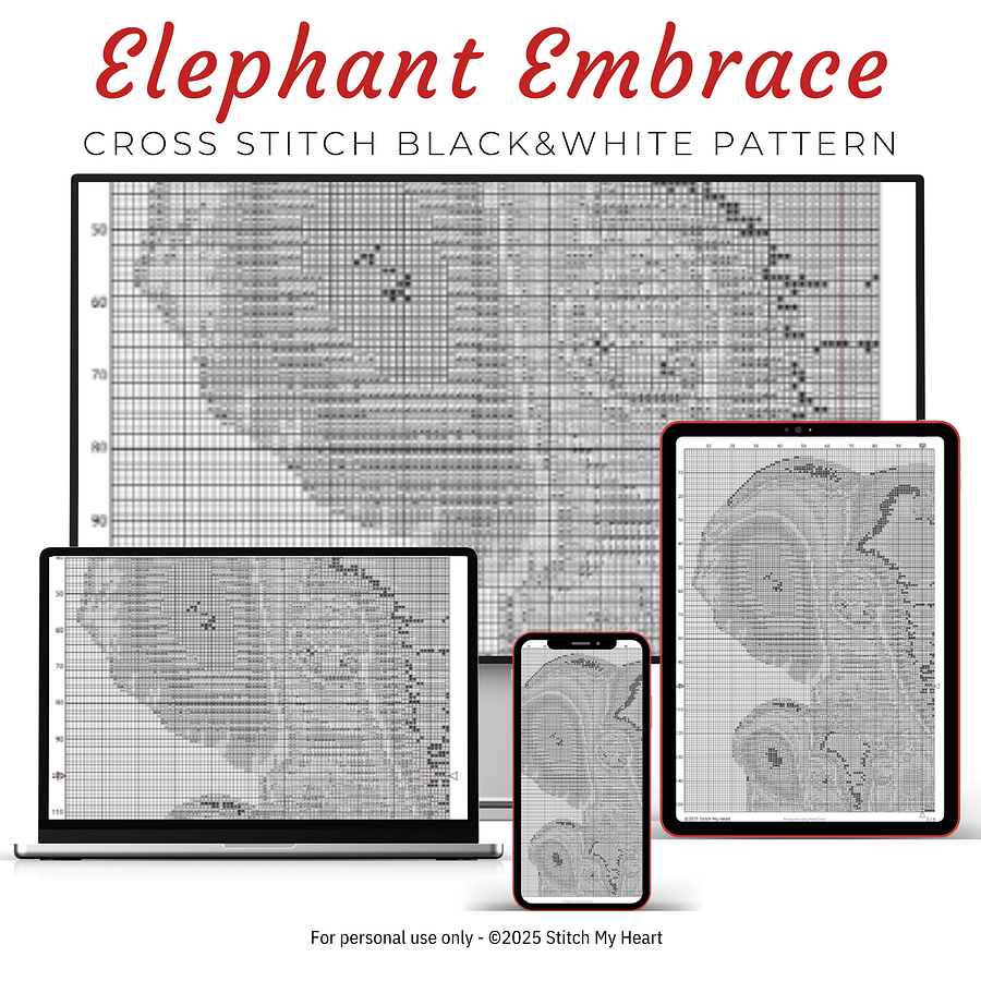 Elephant Embrace Cross Stitch Pattern product image (4)