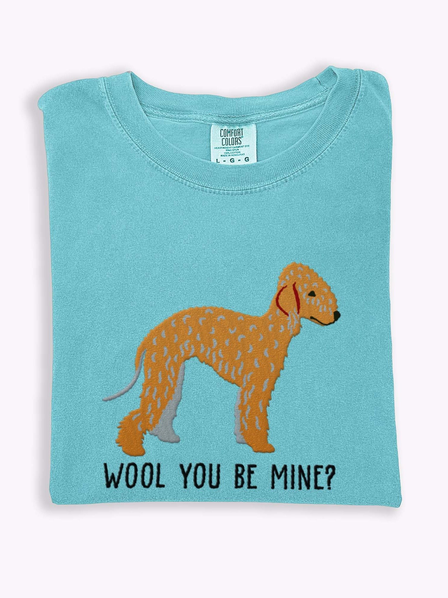 Wool You Be Mine? T-Shirt(Embroidered) of a Bedlington Terrier(Tan) product image (1)