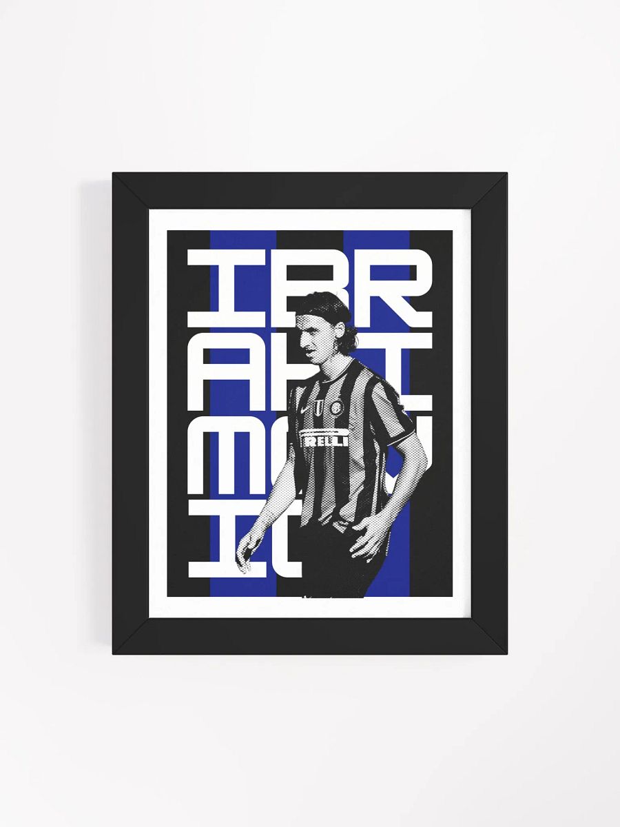 Zlatan Ibrahimovic BW Inter Milan Name Art Framed Print product image (3)