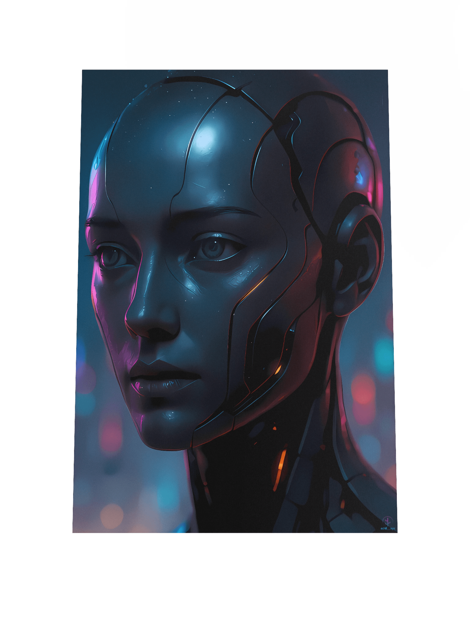 Cyberpunk Android Woman Poster - Futuristic AI Girl Wall Art (12x18", 20x30", 24x36") product image (1)