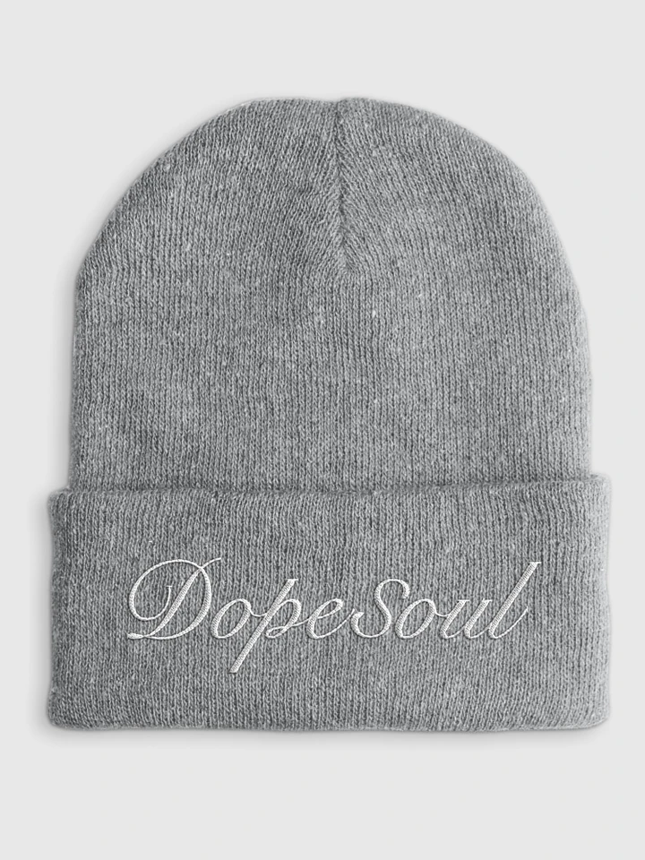 EMBROIDERED GRAY WORDMARK BEANIE product image (1)