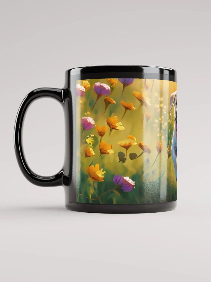Blooming Buddies: Black Glossy Mug for Labrador Retriever Lovers product image (2)