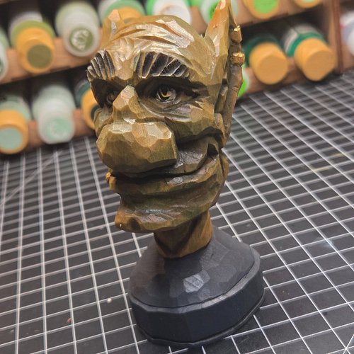 Goblin Bust all painted up.  Conducted the paintjob on him as an experiment in Goblin / Orcish green snintones.  I'm gonna ge...