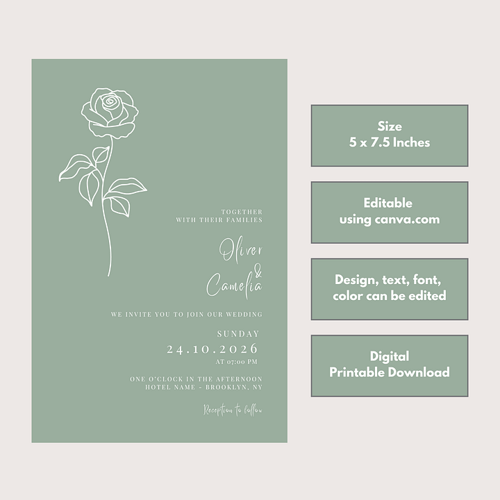 Elegant Wedding Card - Dizynai (DW-08) product image (2)