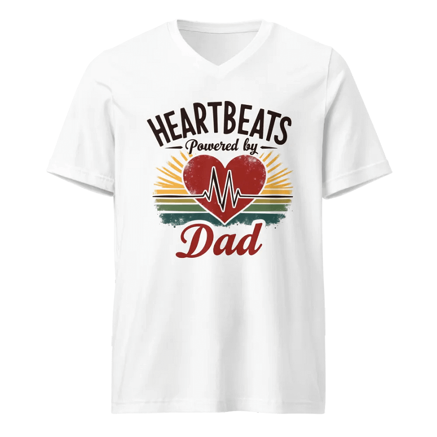 stethoscope heart shape, ekg Heartbeats Powered by Dad V-Neck Tee product image (1)