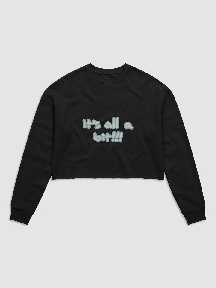 “It’s all a bit!!!” (sm. lined design, #CCE1C4) Women's Fleece Crop Sweatshirt product image (2)