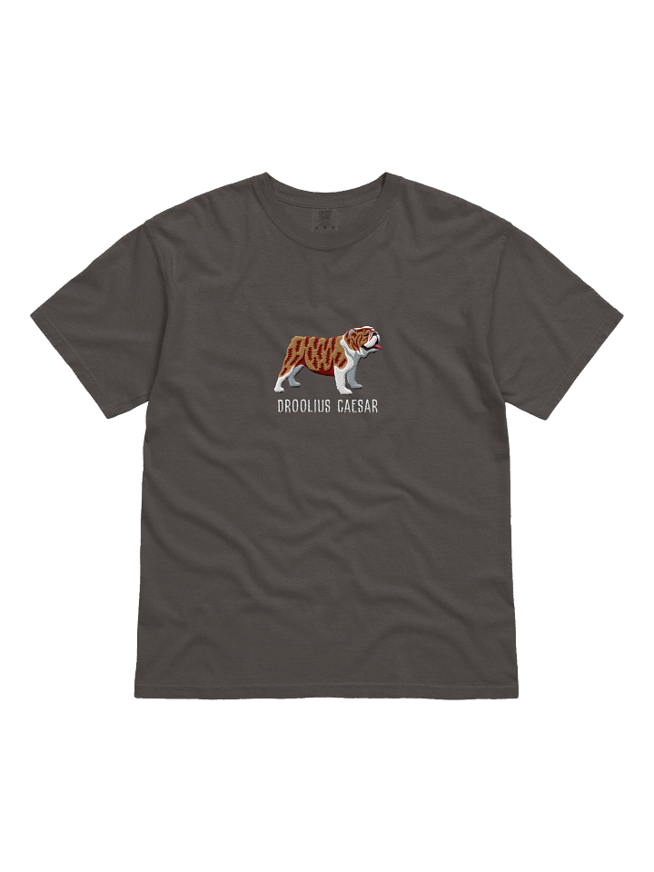 Droolius Caesar T-Shirt(Embroidered) of a English Bulldog(Brindle & White) product image (1)