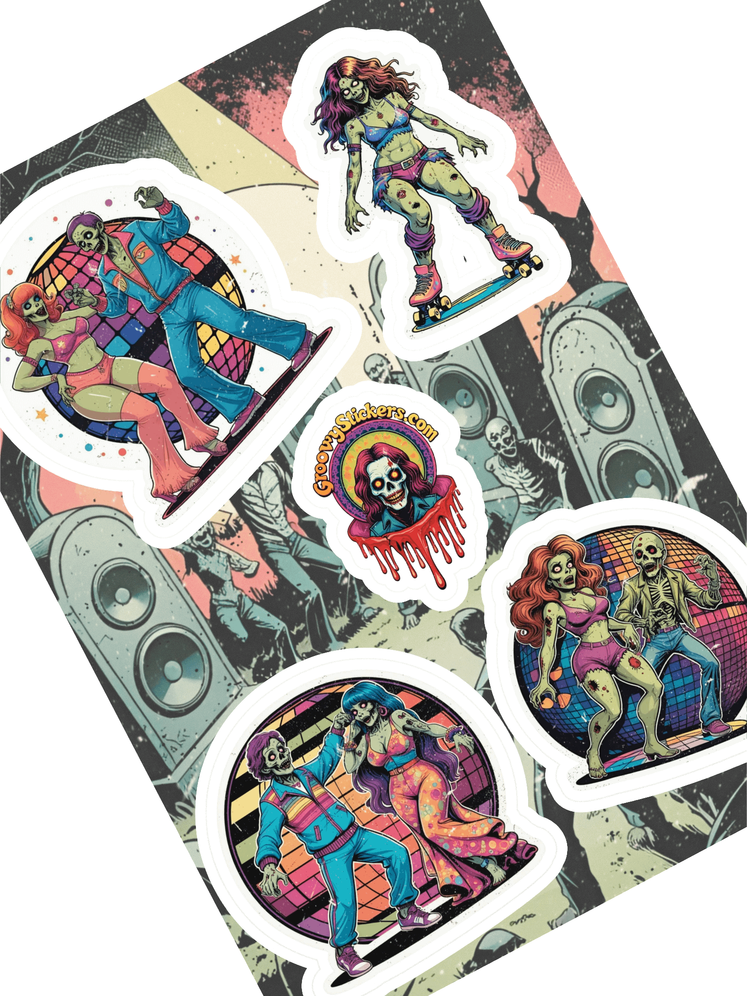 Disco Zombie Party Sticker Sheet product image (1)