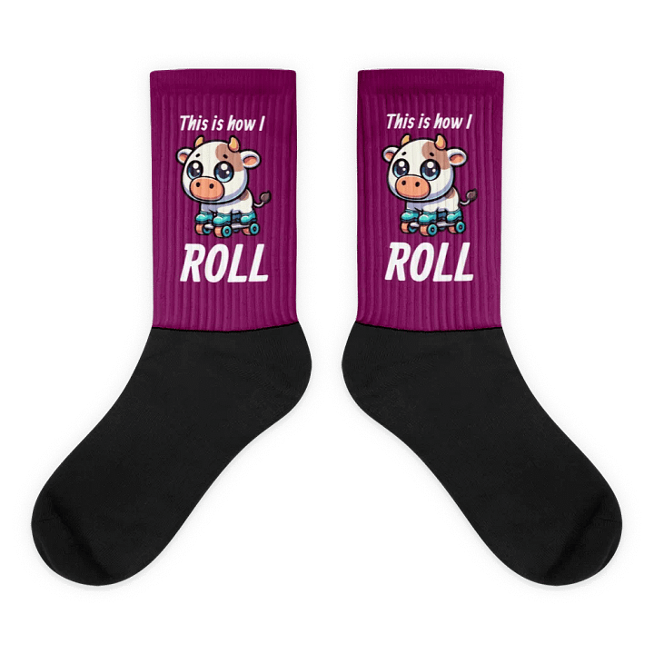 Rollerblading Cow Funny Socks product image (2)