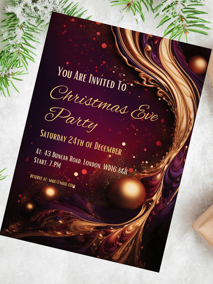 Christmas & New Year Purple and Gold Party Invitation | Editable in Canva | Christmas Party Printable Template | Holiday Invitation | Canva product image (1)