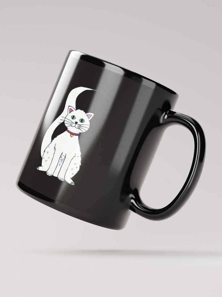 White Cat (art by Dina R.) acrylic painting picture - Black Glossy Mug product image (4)