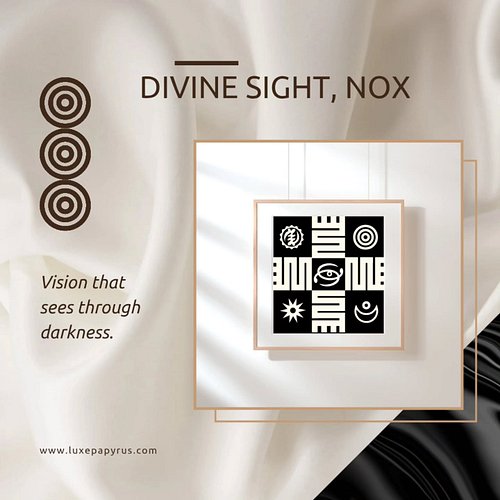 Divine Sight – Nox
Vision that sees through darkness.

At the center: Nyankopon Aniwa, the all-seeing eye of God—an enduring ...