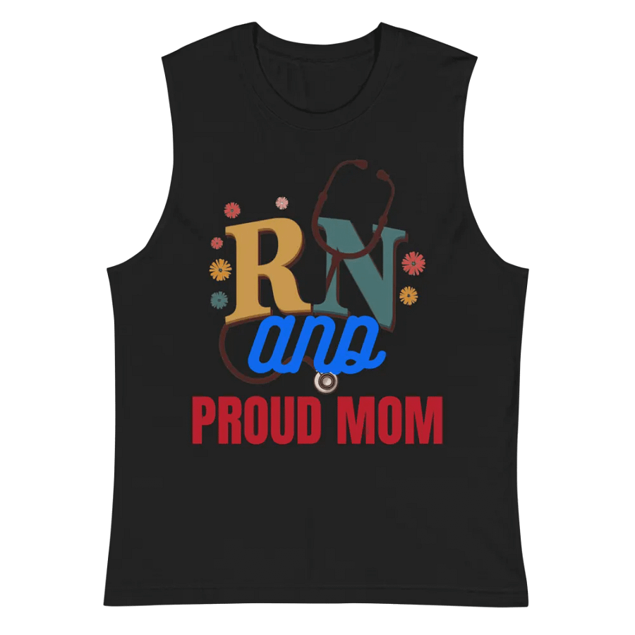 RN and PROUD MOM Floral Muscle Tank product image (3)