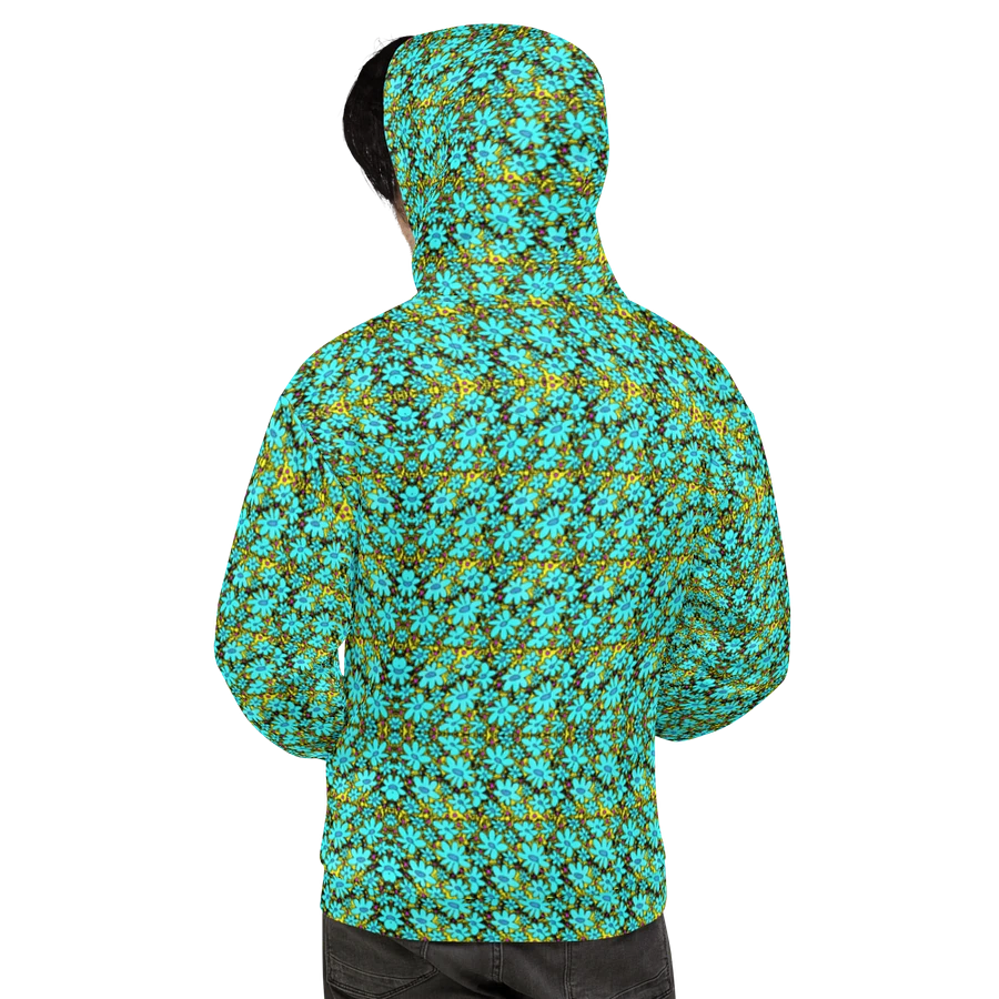 Abstract Distressed Green Flowers on a Grungy Yellow Background Unisex Hoodie product image (4)